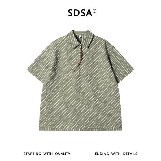 SDSA男装2026新款高贵轻奢简约撞色斜纹半拉链翻领短袖T恤百搭潮 商品图0
