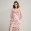 西遇浪漫玫瑰法式拼接荷叶边碎花吊带裙女夏季不规则连衣裙LXD50959 商品缩略图3