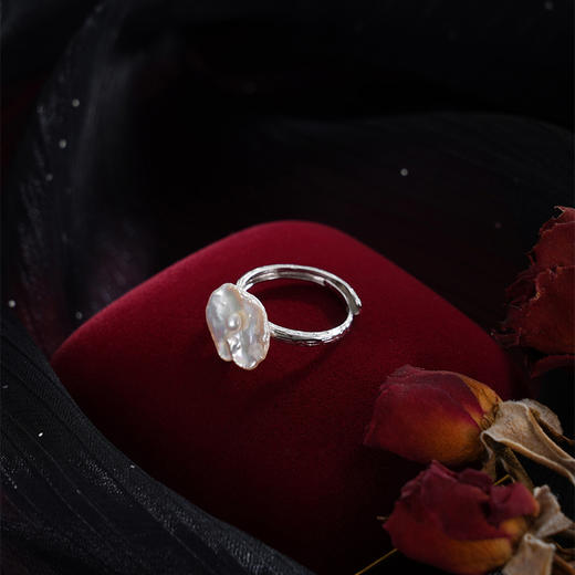 子佩集【清荷结露】银S925珍珠惜王妃戒指【SPR0290001】3mm小珠12*13mm巴洛克2512 商品图2