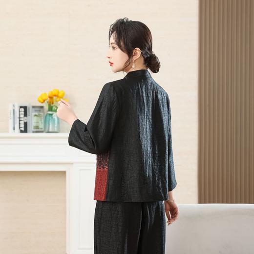 丁摩 真丝香云纱老料圆领新中式长袖开衬衣外套2608 商品图3