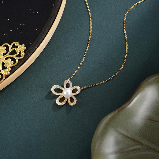 子佩集【‌花期正好】银S925珍珠惜王妃套链项链【L9859】双色五瓣花2602 商品图1