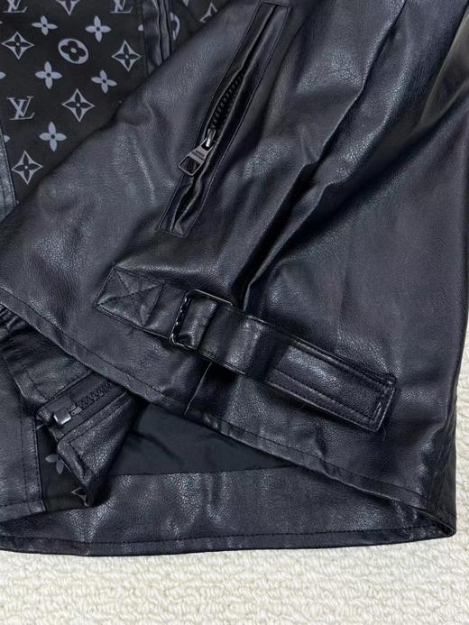 F033142春夏季新款防风耐磨黑白拼接撞色越野赛车风机车皮夹克外套 商品图10