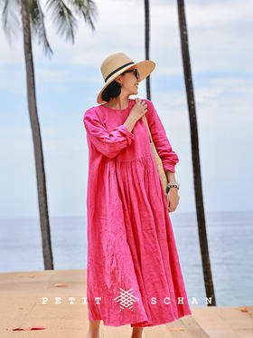 Petit Schan小闪 CLO#1090 Shaped by many strikes 多锤定音 纯亚麻成衣染色宽松文艺感连衣裙