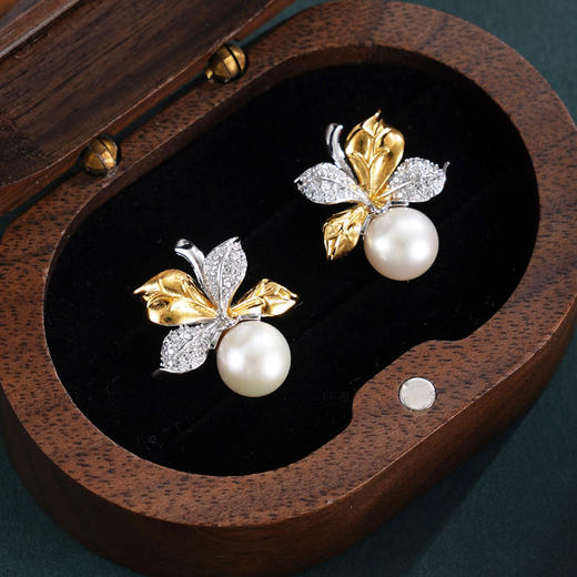 子佩集【娇妍誓约】银S925珍珠惜王妃耳钉【YE0980】三叶草镀金2602 商品图0