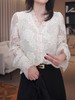 直发【3350】水溶蕾丝~法式温柔风钩花丝拼接V领衬衫 商品缩略图3
