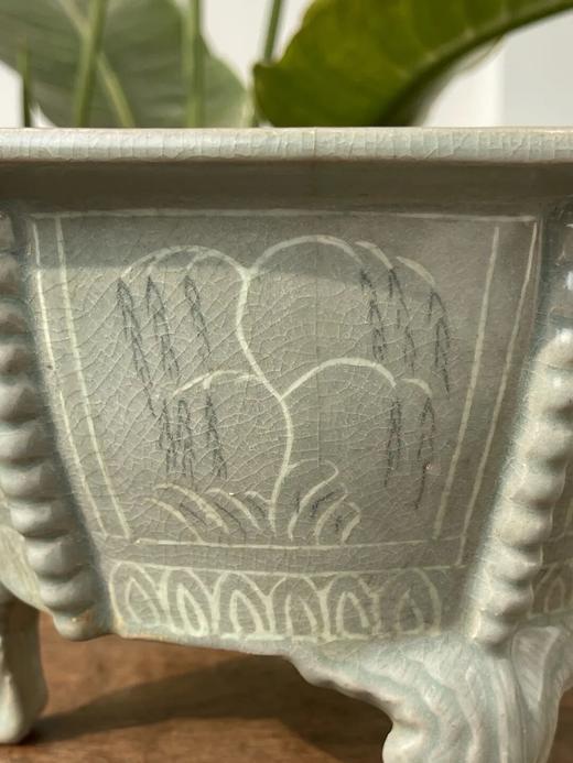 象嵌青瓷花卉纹六方三足香炉，顺丰包邮 商品图3