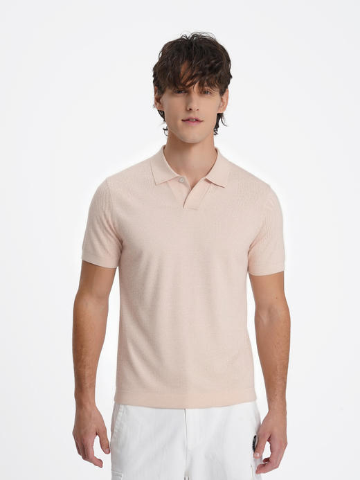 callisto橘色长绒棉中空大珠地弹力T恤 商品图2