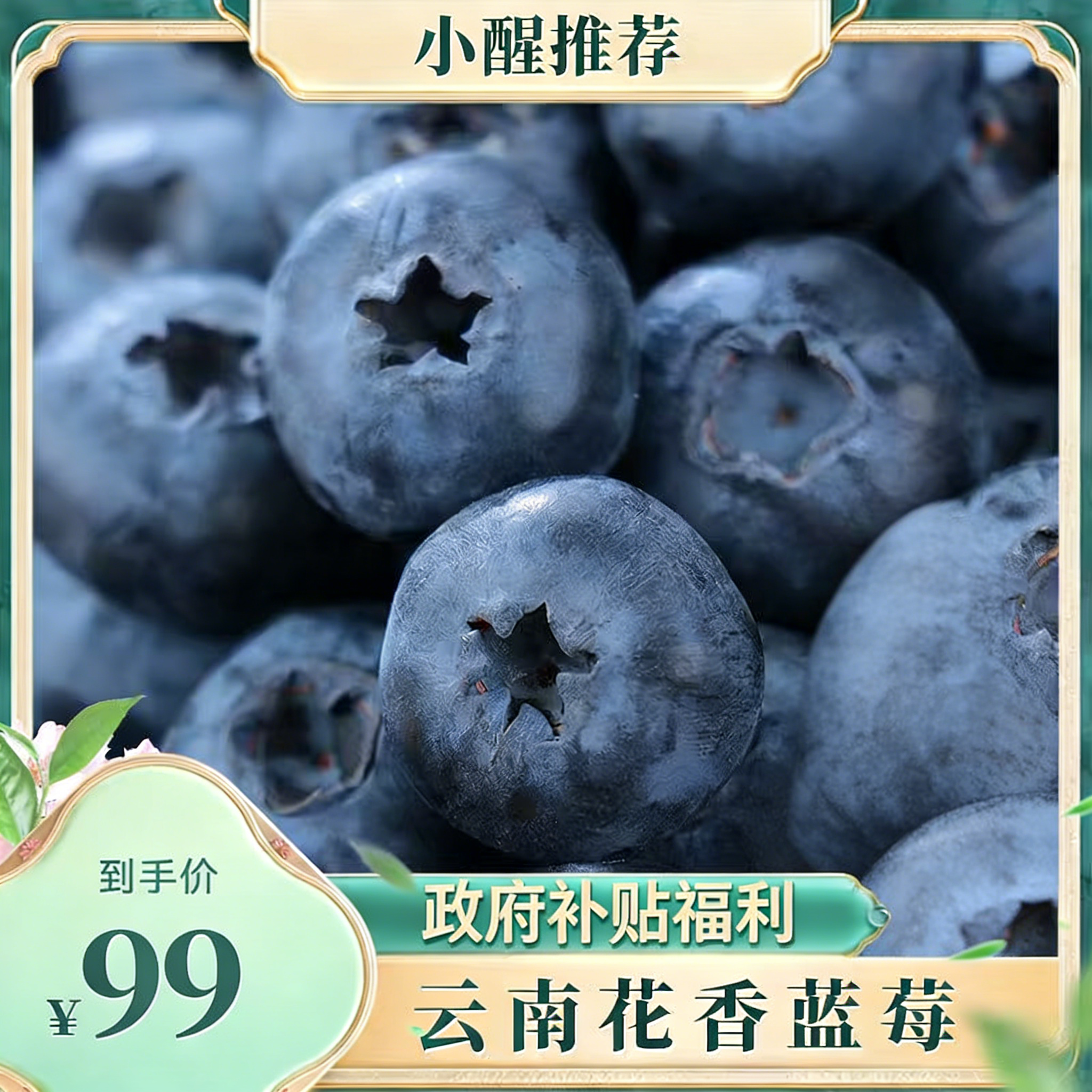 【99元15盒】【顺丰/京东冷链发货】云南花香蓝莓·18mm大果 爆开的果浆清甜可口 100g/盒