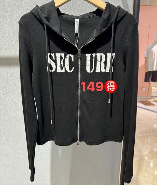 NC连帽印字母拉链小衫51220（黑）春季961010280321 商品图2