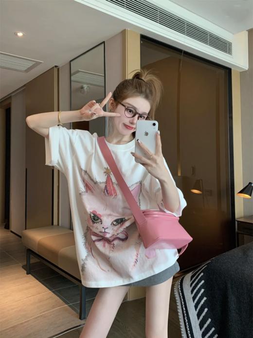 特价出！少量！售完无补！甜酷少女感！ADER猫咪印花宽松短袖T恤！ 商品图13