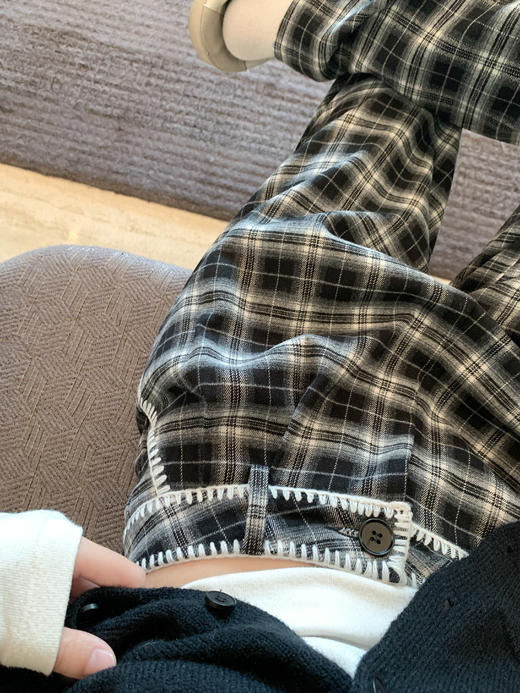 <曾小咸推荐>4.1现货秒杀 ！微信超特价！韩系格子直筒休闲裤 日常229.99 立减140 秒杀89.99！！ 商品图5