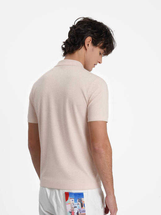 callisto橘色长绒棉中空大珠地弹力T恤 商品图4