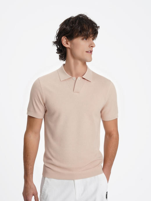 callisto橘色长绒棉中空大珠地弹力T恤 商品图3