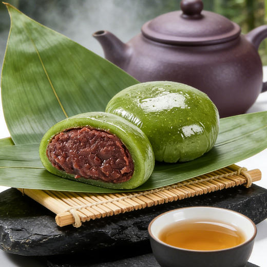 【春日限定！软软糯糯艾草青团】小麦草捣磨麦苗汁，散发清新春草香气！软糯吧唧青汁糕团蛋黄肉松豆沙清明粿果糕点芝麻零食 商品图1