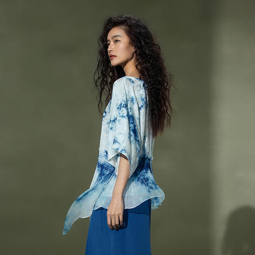 【林栖设计小店】植物染色|手工金线人丝提花拼飞片2026夏新款衬衫上衣 商品图3