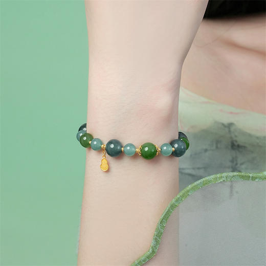 【新品首发】琳琅雅玉系列 黄色18K金葫芦蓝水碧玉双拼手链 蓝色翡翠和田玉MEMORA诗普琳JB003901 商品图2
