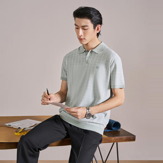 【伊力特/格子提花】柒牌男装26夏上新短袖POLO衫舒适商务上衣男 130T70860 商品图1