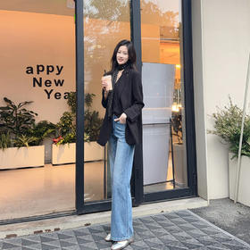 火桐hooton 海蓝港风 四面弹筒喇牛仔裤