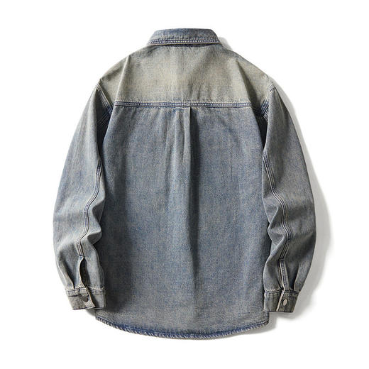 【DYG】大依优型大码男装春秋牛仔夹克痞帅牛仔外套复古刺绣长袖棉质衬衫 商品图2