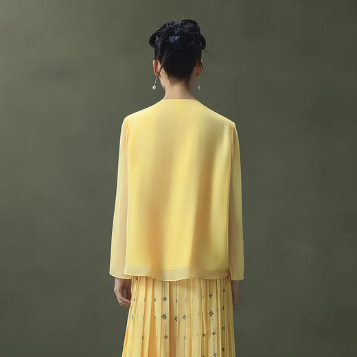 【林栖设计小店】手工钩花|松花黄桑蚕丝印花宽松百搭2026夏新款衬衫上衣 商品图7