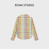 ROMI STUDIO“复古色彩”100%亚麻格纹撞色翻领开襟衬衫 RWDSS62306 商品缩略图1