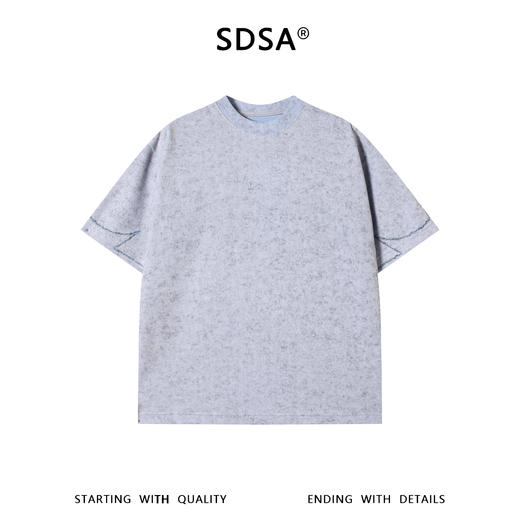 SDSA男装2026新款高贵轻奢美式简约明线圆领短袖T恤百搭时尚上衣 商品图0