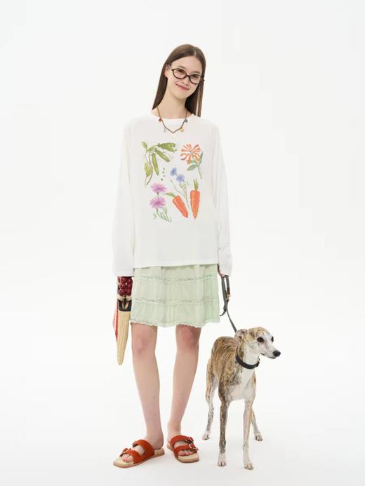 heris/H61122/苹果绿轻盈垂感 花边层次拼接 中长A字蛋糕裙半身裙 商品图4