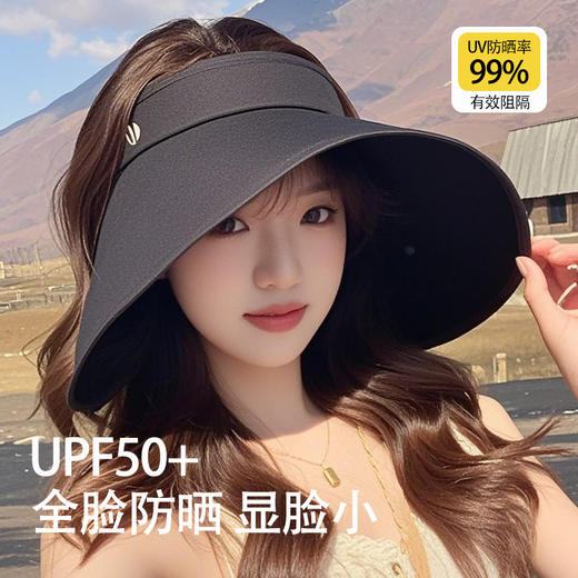 夏季防紫外线大帽檐黑胶空顶防晒帽女全脸遮阳帽子新款太阳帽 商品图2