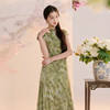 【青岚入梦】三彩2026夏季新款立领网纱印花连衣裙新中式A字长裙C 商品缩略图2