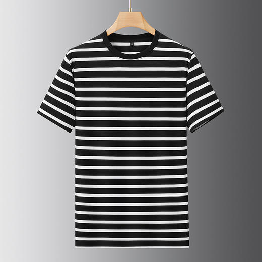 【DDS】大依优型大码男装夏季条纹圆领短袖T恤休闲潮流透气棉质上衣300斤 商品图3