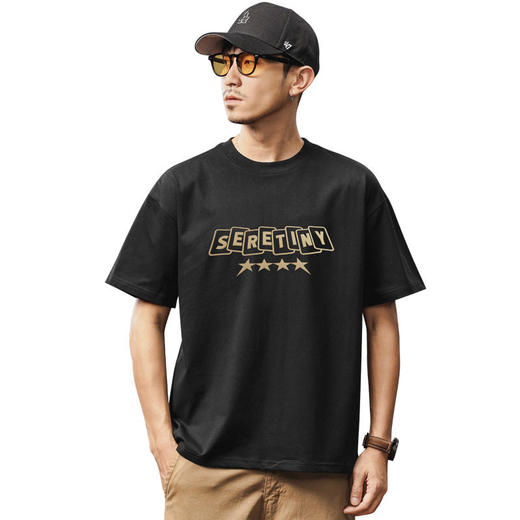 【DYG】大依优型大码男装夏季圆领短袖t恤复古水洗宽松休闲棉质短袖上衣 商品图4