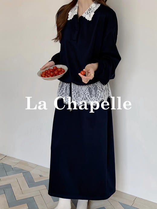专柜实拍【卫衣+半裙！两件】拉夏贝尔/La Chapelle高知穿搭！蕾丝翻领卫衣/松紧抽绳蕾丝拼接半裙减龄套装 商品图2