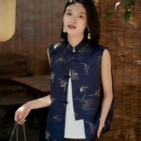 （清仓卖完即止！）新中式「竹燕春晖」马甲， 设计师将燕子竹青的雅致韵味融入其中，媲美秀场上的高定款【3-7天发货，周末顺延】【G】