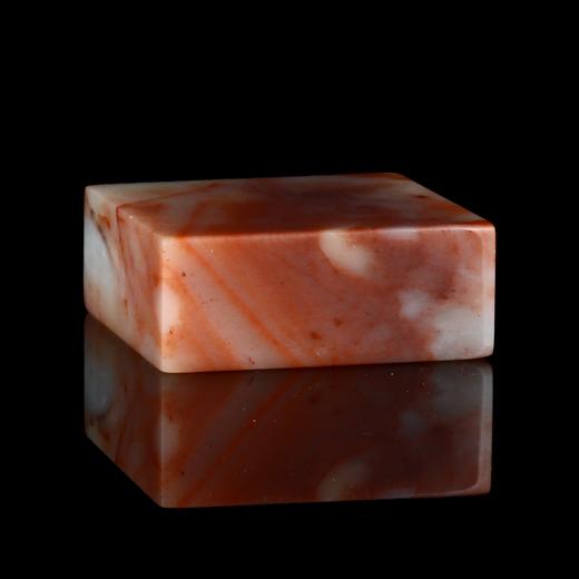 孤品18040老挝石红花冻石带皮素章藏书章书画闲章1.7*4.4*4.3cm 商品图4