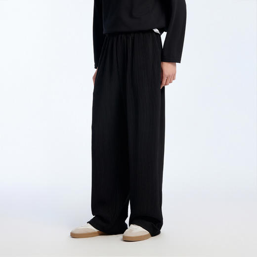 NPC潮牌复古老钱抖抖褶皱休闲裤热定型褶皱面料直筒长裤NP61TR06 商品图2