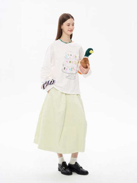 heris/H61116/春日蛋糕图案 轻薄竹节棉针织 宽松显瘦长袖T 商品图3