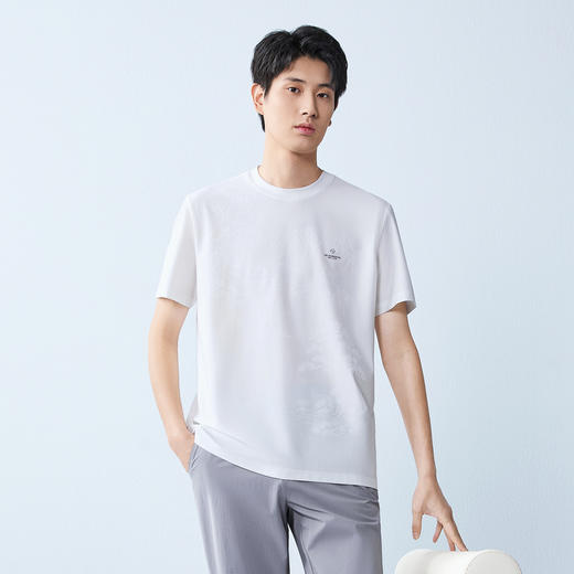 【国风图案】柒牌男装2026夏季新品含莱赛尔凉感清爽提花短袖T恤 130T72140 商品图1