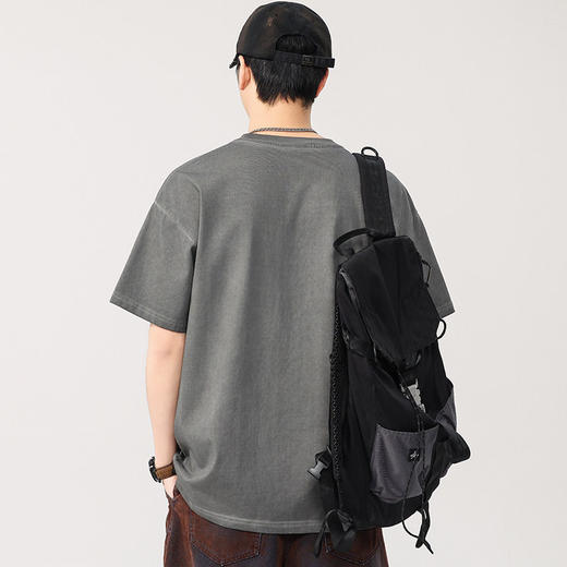 【DYG】大依优型大码男装夏季纯色圆领短袖美式复古休闲棉质短袖T恤上衣 商品图3