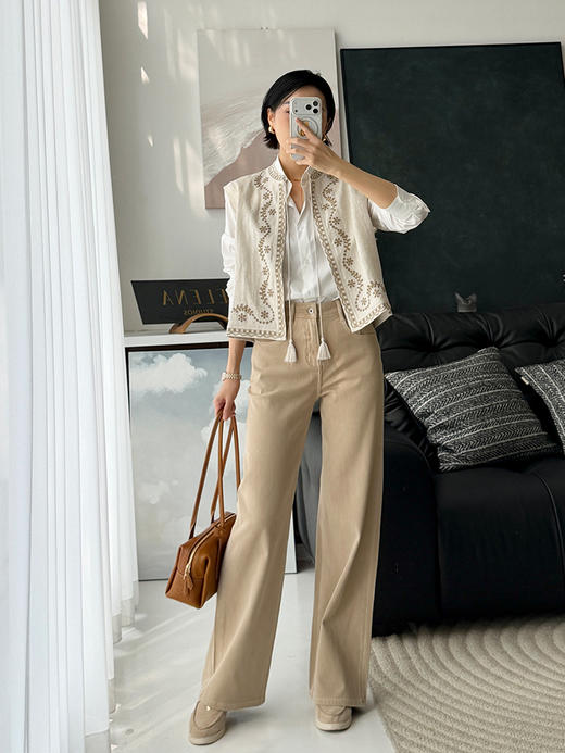 0401上新｜莱卡双芯弹力面料 复古高级感 高腰显瘦直筒牛仔裤 商品图5