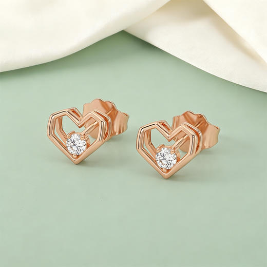 【宏艺珠宝】迷你·心棱星芒·银s925耳饰 商品图3