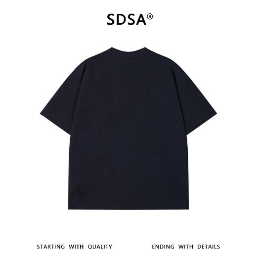 SDSA男装2026新款高贵轻奢美式简约纯色褶皱铆钉设计圆领短袖T恤 商品图1