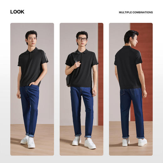 【伊力特/条纹提花】柒牌男装26夏上新短袖POLO衫舒适商务上衣男 130T70850 商品图2