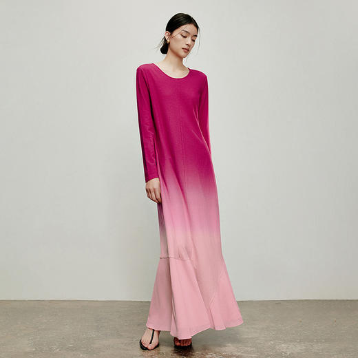 【林栖设计小店】国色芳华|洛阳牡丹红渐变飞片拼接2026春新款优雅连衣裙 商品图4