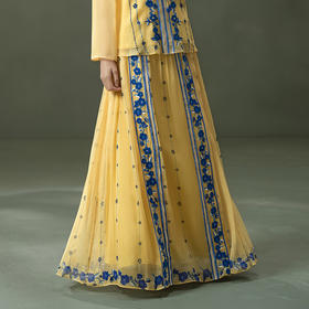 【林栖设计小店】松黄漫庭|桑蚕丝复古优雅百搭2026夏新款绒绣半身裙子