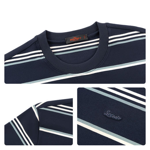 【条纹T恤】柒牌男装2026夏季新品经典商务撞色舒适中青年短袖T恤 130T72420 商品图3