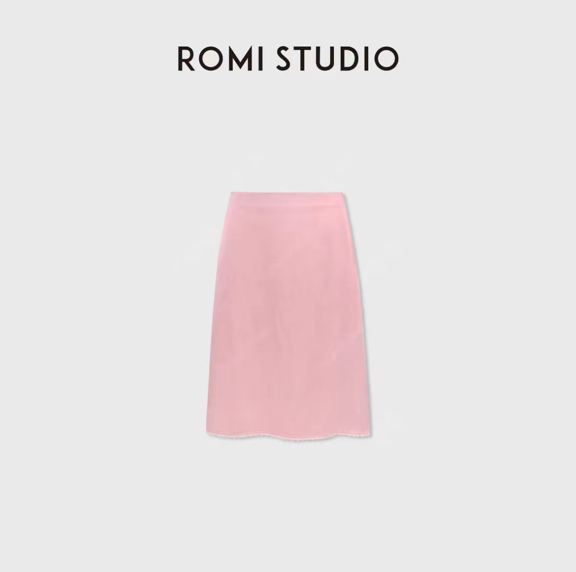 ROMI STUDIO100%桑蚕丝素绉缎蕾丝花边微A半身裙RWDRXX3172