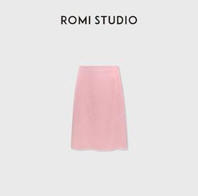 ROMI STUDIO100%桑蚕丝素绉缎蕾丝花边微A半身裙RWDRXX3172