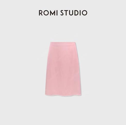 ROMI STUDIO100%桑蚕丝素绉缎蕾丝花边微A半身裙RWDRXX3172 商品图0