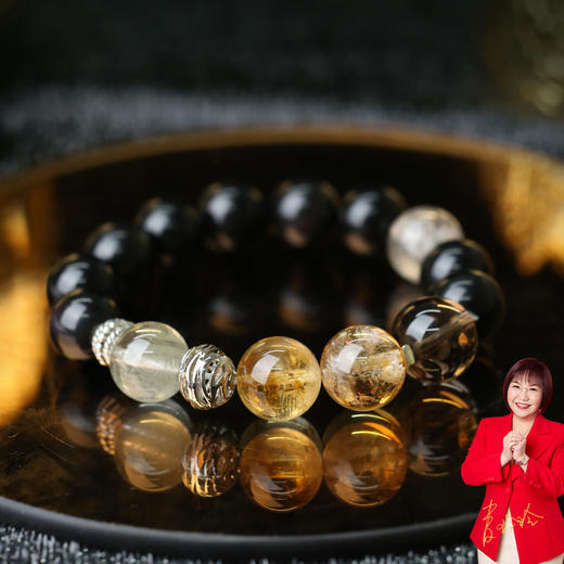 【祈愿吉品】黑曜石绿幽灵手链水晶手链女款 商品图0