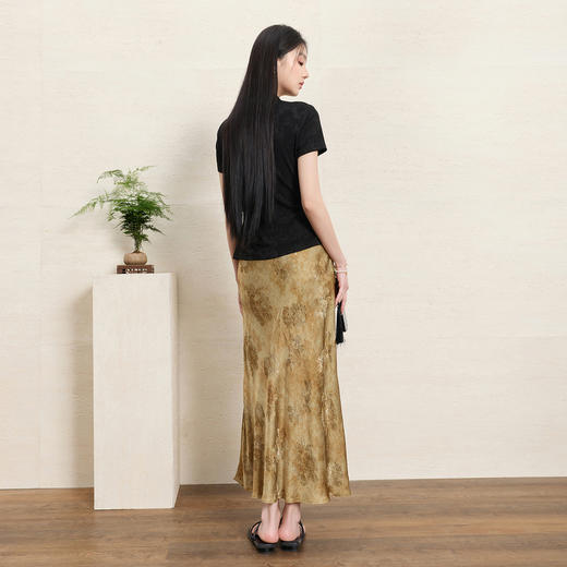 三彩【素影摇光】2026夏季新款新中式提花半身裙鱼尾裙A字长裙C 商品图2